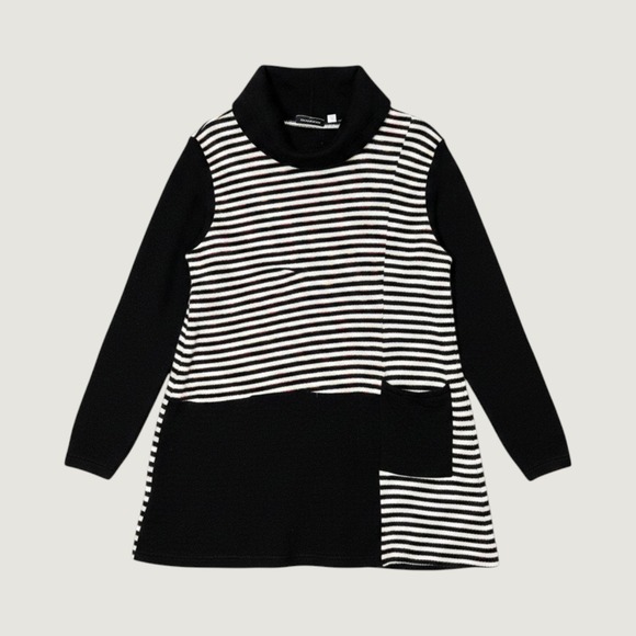 Kaktus Sweaters - Italian Wool Abstract Rainbow Striped Women's Maternity Oversized Small Sweater